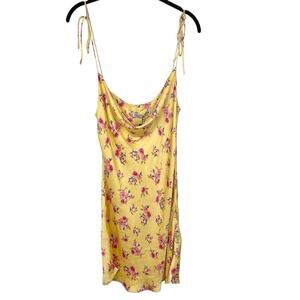 NEW Zara The Safia Floral Yellow Satin Slip Dress Large Blogger Fave